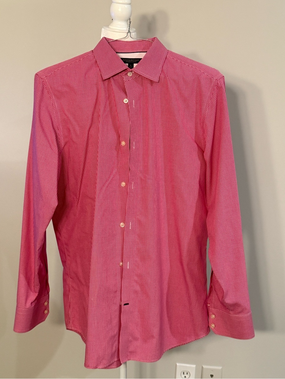 Banana Republic Red Micro-Check Dress Shirt